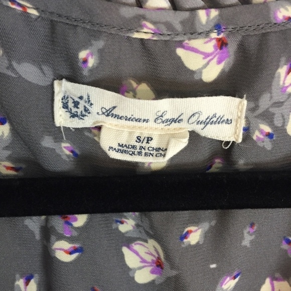 American Eagle Floral Mini Dress Small Grey Raw Edges - Picture 8 of 13